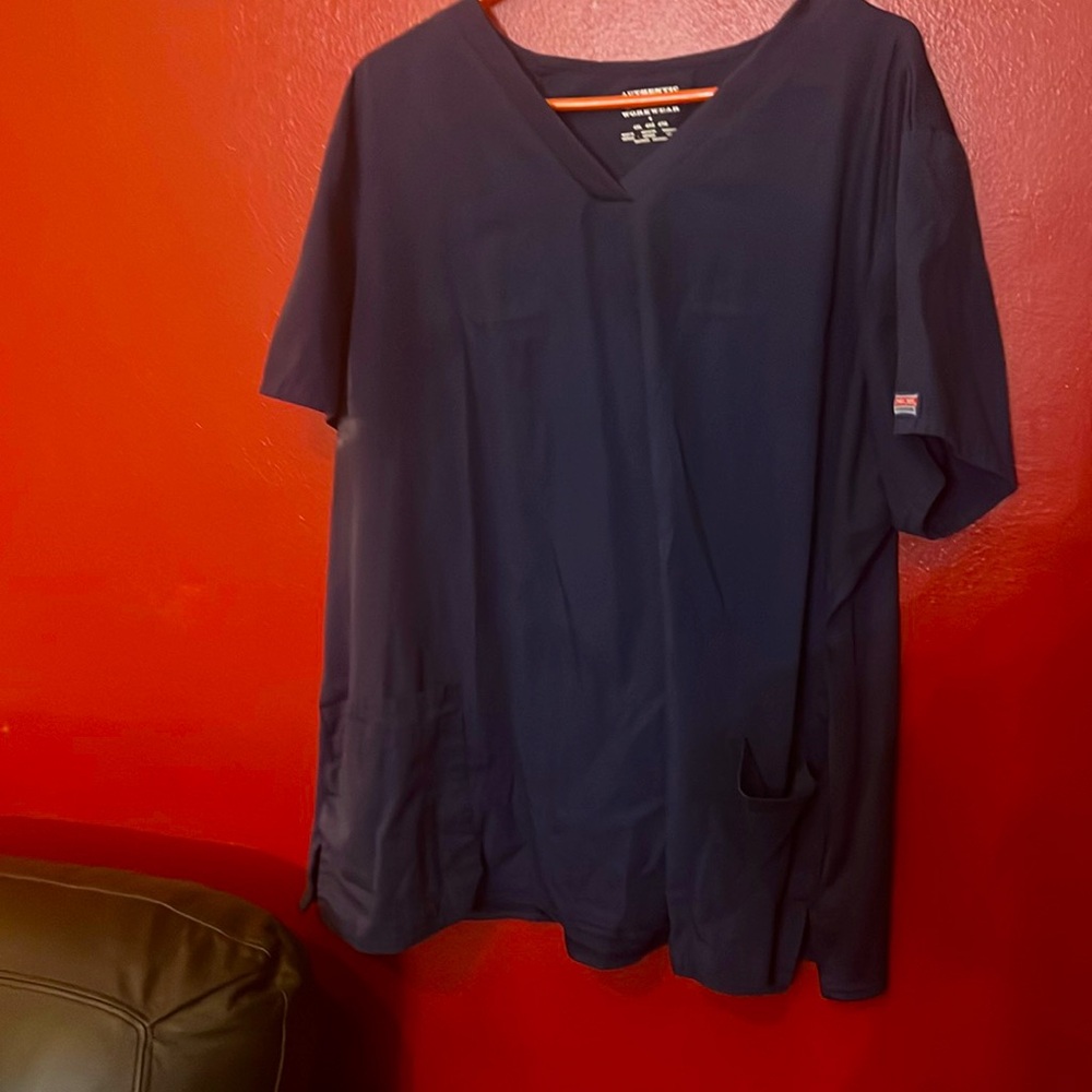 4x navy blue plus scrub top